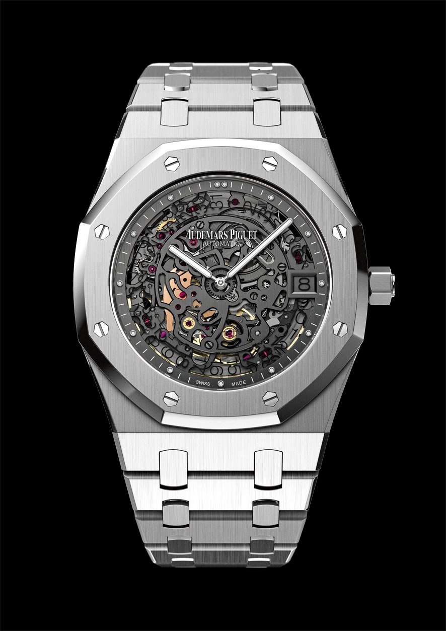 Audemars Piguet Royal Oak Openworked Extra-Thin 40th Anniversary Platinum watch REF: 15203PT.OO.1240PT.01 - Click Image to Close
